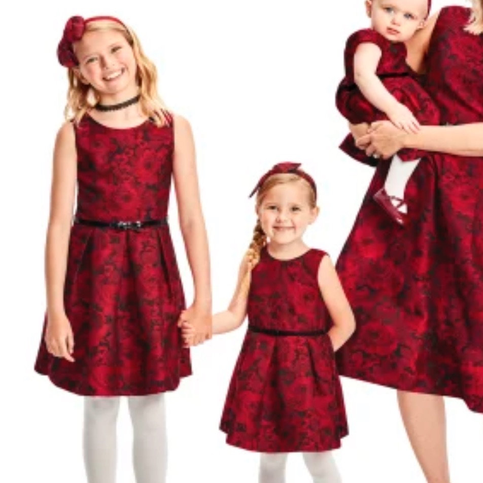 Nwt Childrens Place Girls Floral Red Holiday Christmas Dress Size 16